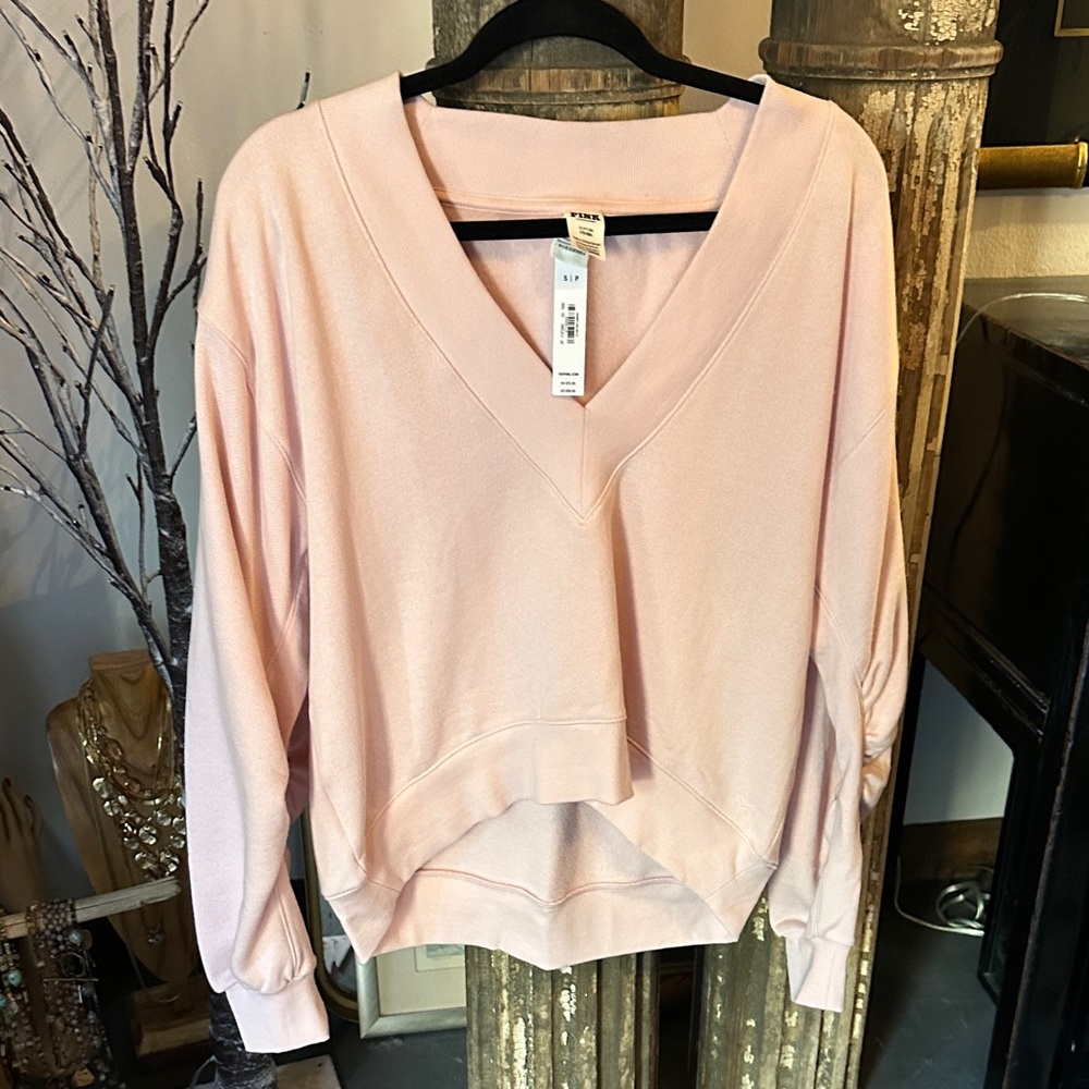 PINK Victoria's Secret Pale Pink V-Neck Pullover Hoodie